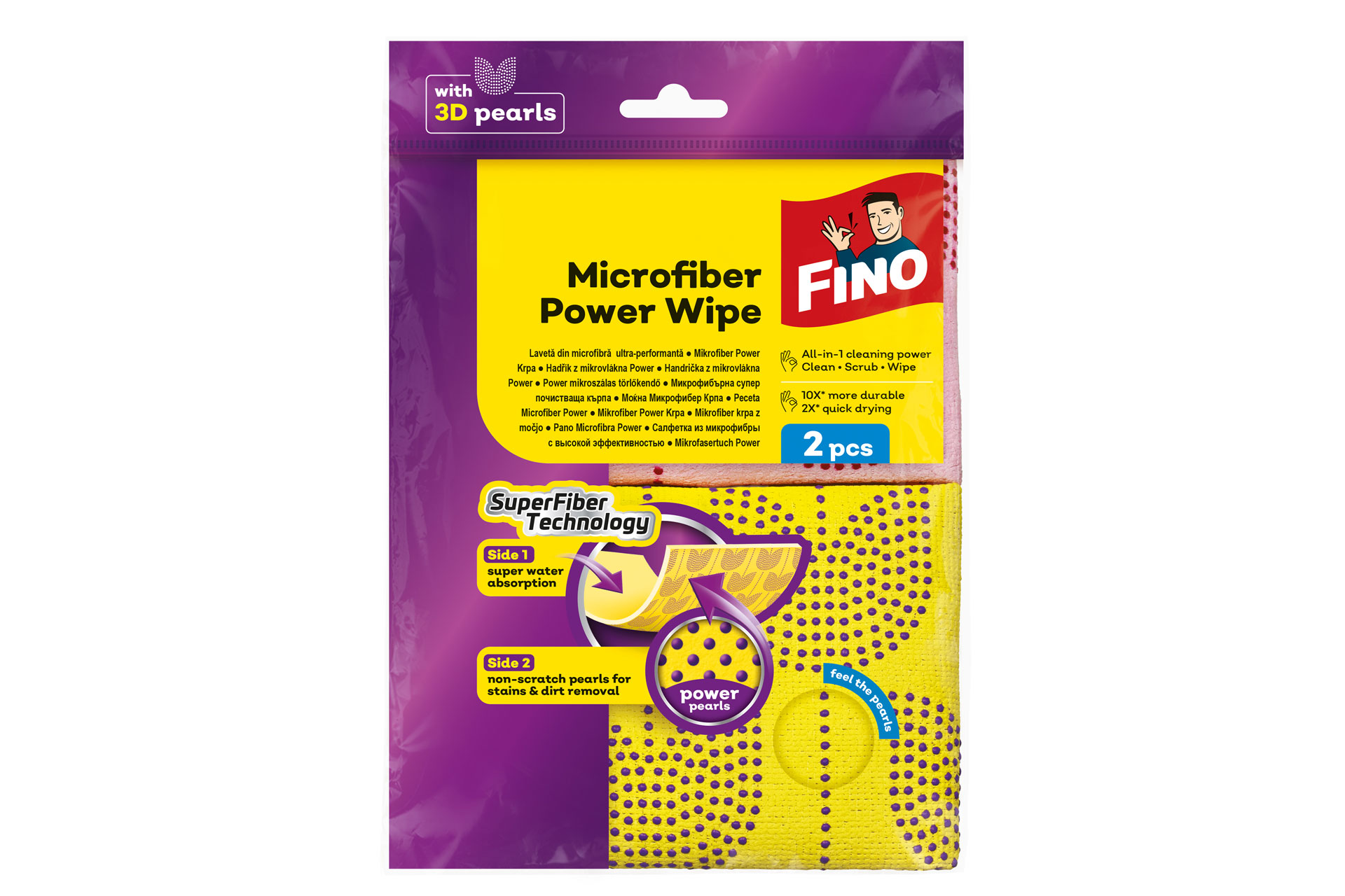 FINO Power Mikrofiber krpe sa 3D perlama za čišćenje